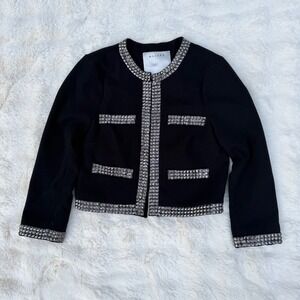 Walter Black Cropped Studded Jacket Womens Size 4 Punk Glam Bolero‎ Blazer